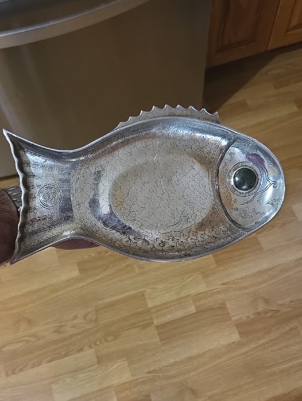 Decorative Fish-Shaped Serving Tray in Silver